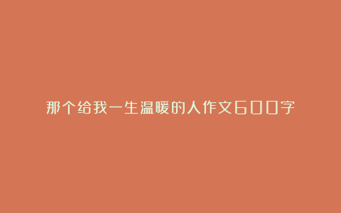 那个给我一生温暖的人作文600字