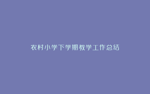 农村小学下学期教学工作总结