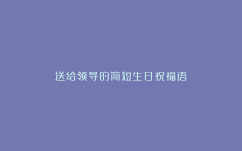 送给领导的简短生日祝福语