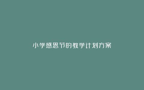 小学感恩节的教学计划方案