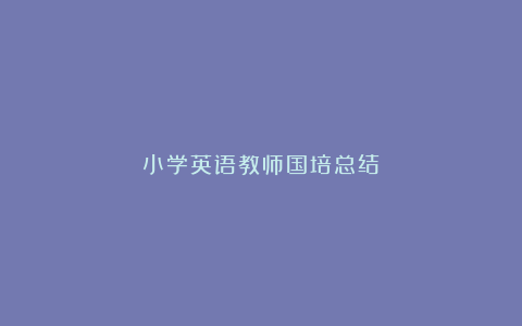 小学英语教师国培总结