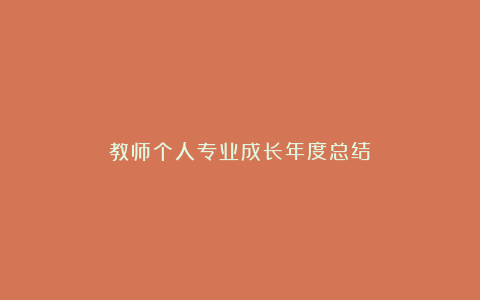 教师个人专业成长年度总结