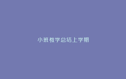 小班教学总结上学期