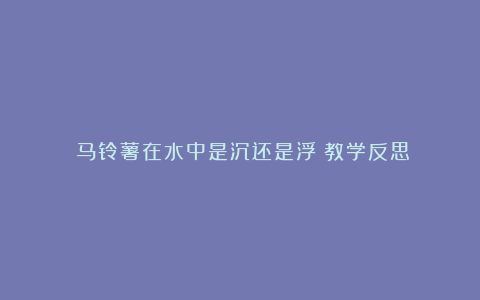 《马铃薯在水中是沉还是浮》教学反思