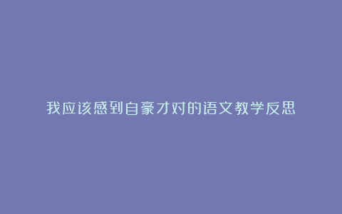 我应该感到自豪才对的语文教学反思