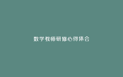 数学教师研修心得体会