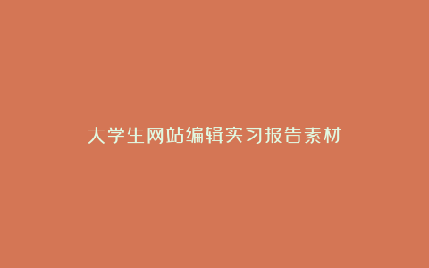 大学生网站编辑实习报告素材