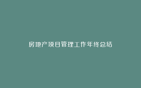 房地产项目管理工作年终总结