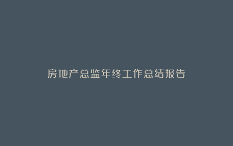 房地产总监年终工作总结报告