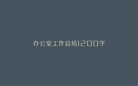 办公室工作总结1200字