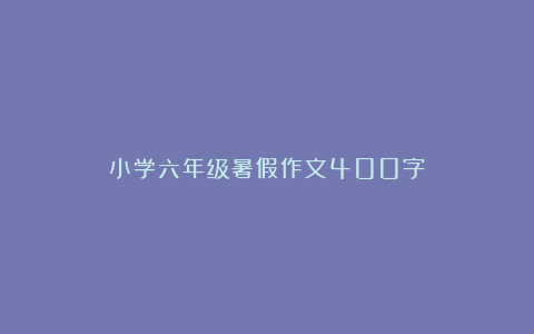 小学六年级暑假作文400字