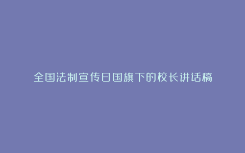 全国法制宣传日国旗下的校长讲话稿