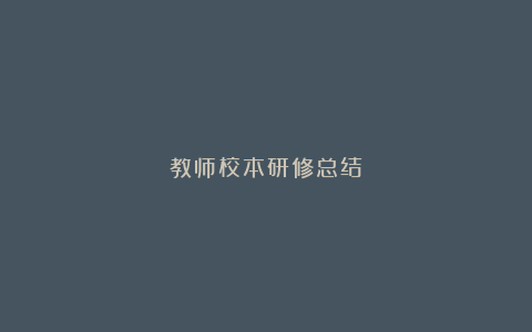 教师校本研修总结