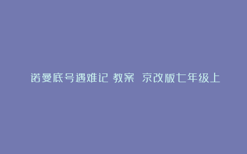 《诺曼底号遇难记》教案 京改版七年级上册第四单元第14课