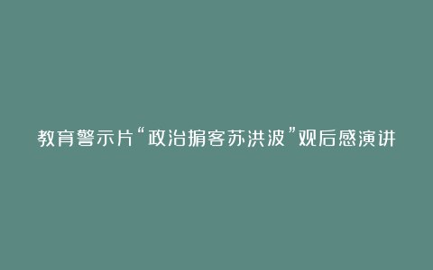 教育警示片“政治掮客苏洪波”观后感演讲稿精选