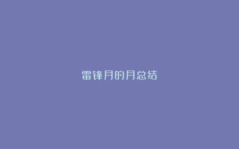 雷锋月的月总结