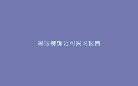 暑假装饰公司实习报告