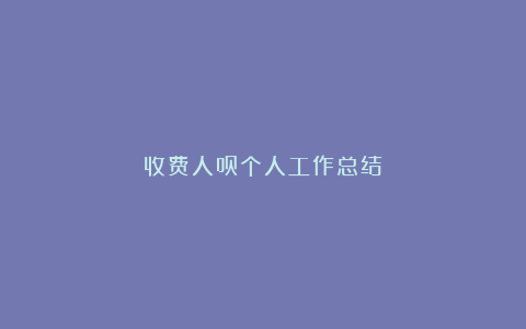 收费人员个人工作总结