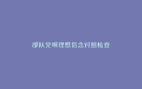 部队党员理想信念对照检查