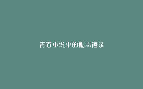 青春小说中的励志语录