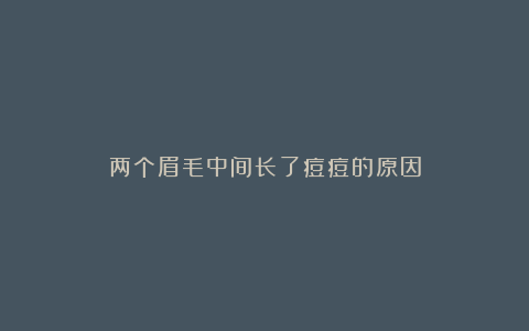 两个眉毛中间长了痘痘的原因