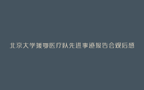 北京大学援鄂医疗队先进事迹报告会观后感精彩