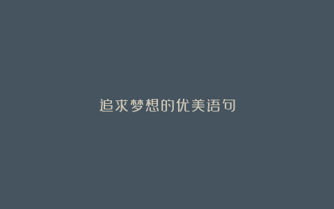 追求梦想的优美语句