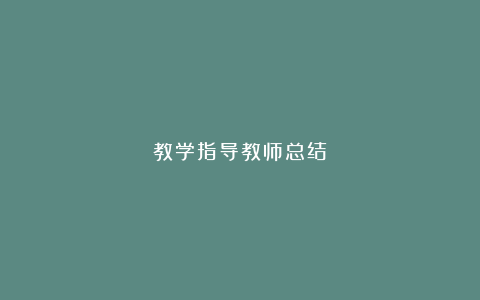 教学指导教师总结