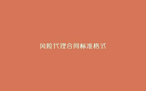 风险代理合同标准格式