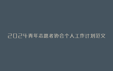 2024青年志愿者协会个人工作计划范文