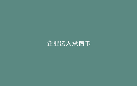 企业法人承诺书