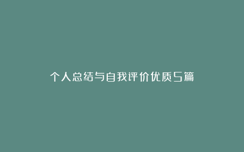 个人总结与自我评价优质5篇