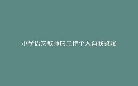 小学语文教师的工作个人自我鉴定