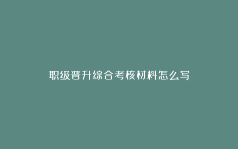 职级晋升综合考核材料怎么写