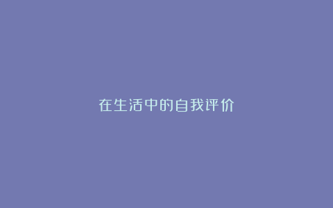 在生活中的自我评价