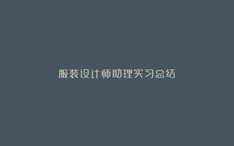 服装设计师助理实习总结