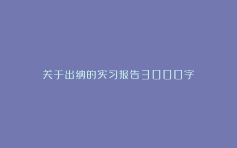 关于出纳的实习报告3000字