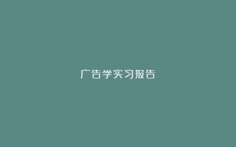 广告学实习报告