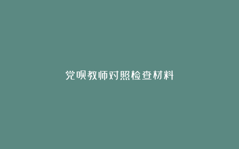 党员教师对照检查材料