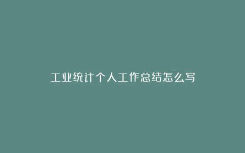 工业统计个人工作总结怎么写