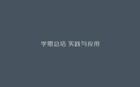 学期总结：实践与应用