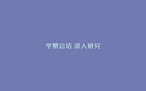 学期总结：深入研究