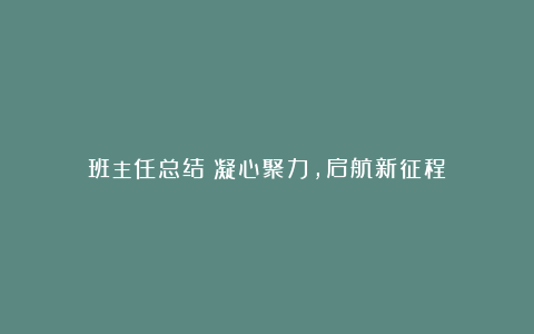 班主任总结：凝心聚力，启航新征程