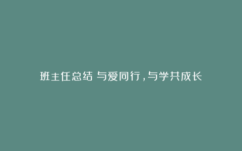 班主任总结：与爱同行，与学共成长