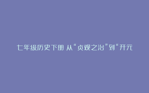 七年级历史下册《从“贞观之治”到“开元盛世”》教案