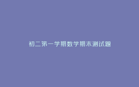 初二第一学期数学期末测试题