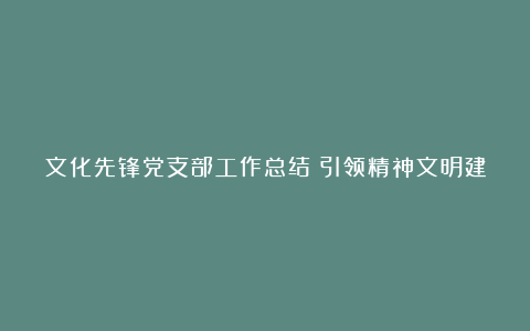 文化先锋党支部工作总结：引领精神文明建设的灯塔