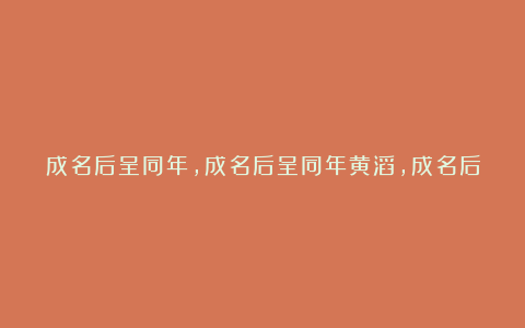 成名后呈同年,成名后呈同年黄滔,成名后呈同年的意思,成名后呈同年赏析