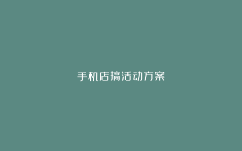 手机店搞活动方案