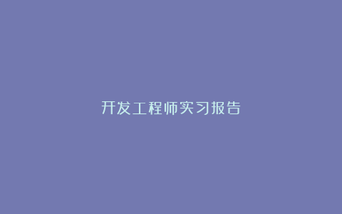 开发工程师实习报告